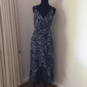 Cato blue and white floral hi-lo dress